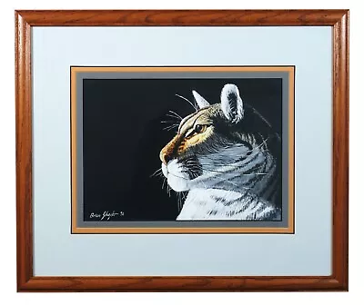 Vintage Gouache Painting Tiger Big Cat Portrait California Artist Brian Slayter • $99.99