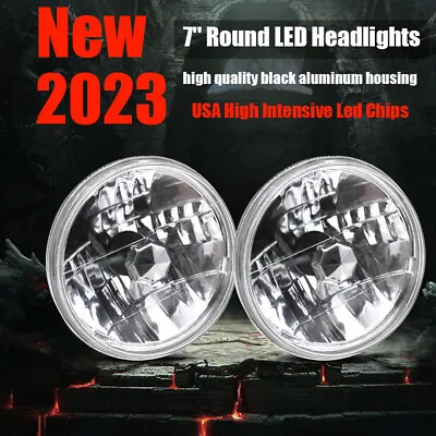 For MG MGB 1969-1981 Pair DOT 7 Inch Round LED Headlights DRL High Low Beam • $99.97