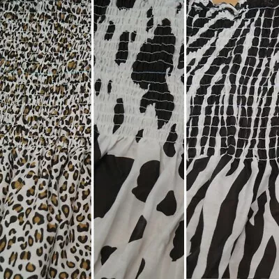 Preshirred Polycotton Fabric Summer Dress Animal Print Leopard Cow Zebra • £6.50