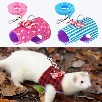 Pet Hamster Leash Adjustable Rat Ferret Squirrel Mouse Harness Lead Rope Supply • £3.98