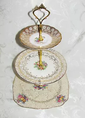 Custom Three Tier Tea Party Cake Stand Made With Vintage Plates • $39.95