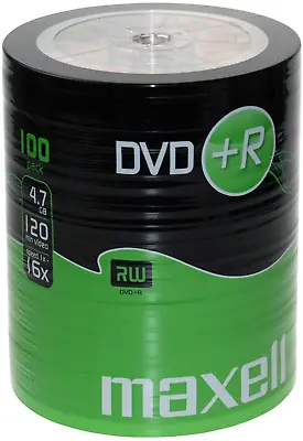 100 Maxell DVD+R RECORDABLE 16x Speed Blank Discs 4.7GB - 100 Pack DVD Plus R • £22.66