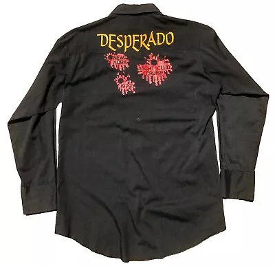 VTG 70s Dee Cee DESPERADO Pearl Snap Western Shirt Black 15.5 33 USA M Sawtooth • $35