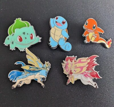 £12.50 • Buy Bulbasaur Charmander Squirtle + Zacian & Zamazenta Pin Badges - Pokemon Pins