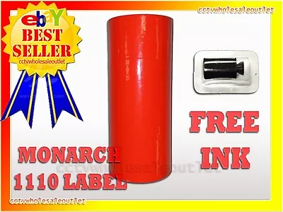 Fluorescent Red Label For Monarch 1110 Pricing Gun 1 Sleeve=16rolls. • $23.70