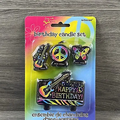 £10.29 • Buy Peace Sign Neon Rockstar Birthday Party Supplies Cake Decorations Candles New