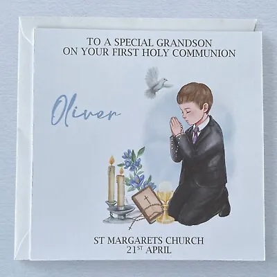 Boys First Holy Communion Card Son Grandson Godson Nephew Brother Personalised • £2.95