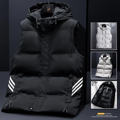 Mens Male Body Warmer Gilet Hoodie Hooded Contrast Hood Sleeveless Jacket S-XL • £18.04