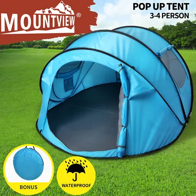 Mountview Pop Up Camping Tent Beach Outdoor Family Tents Portable 4 Person Dome • $89.99