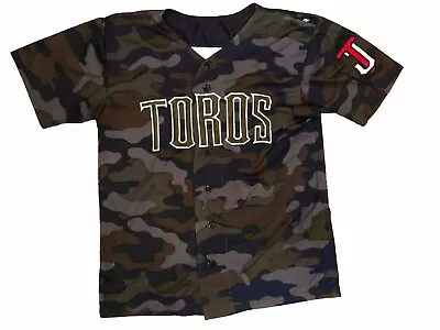 Tijuana TJ Toros Baseball Jersey Medium Camo Embroidered Flawed Mexico Baja • $12.99