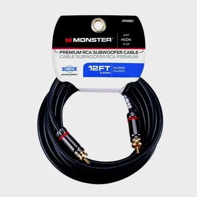 Monster JHIU0067 RCA Coxial SUBWOOFER CABLE 12 FOOT LONG Connect Audio To Sub • $33.30