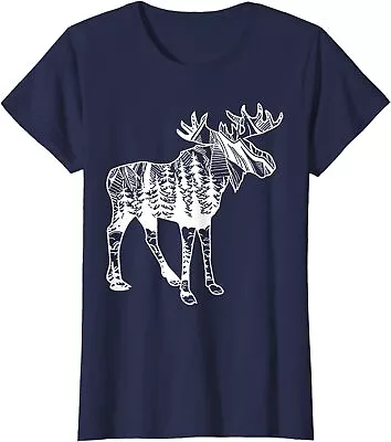 Moose Sighting Forest Funny Minnesota State Gift Ladies' Crewneck T-Shirt • $21.99