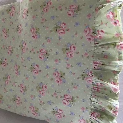 Laura Ashley Vintage Green Pink Roses Standard Pillowcase • $13.25