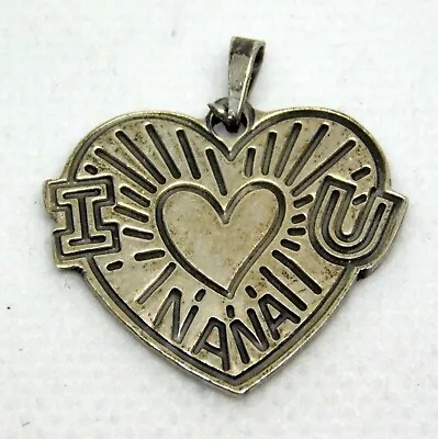 Vtg EFS Mexico Sterling Silver I Love U Nana Pendant 925 Heart Grandma • $22.50