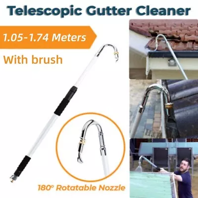 Telescoping Gutter Cleaning Wand Gutter Cleaning Brush Roofing Tool 1.05-1.74M • $64.57