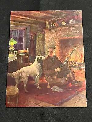 Vintage HUNTER AND SPANIEL Lithograph  Circa 1950's Similar To Atkinson Fox • $9.99