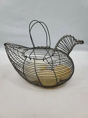 Vintage Wire Chicken Egg Basket With 4 Plastic Eggs • $22.95