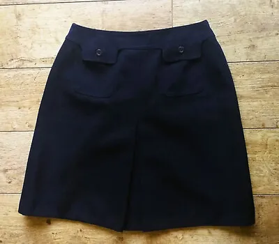 £5 • Buy Vintage 60s 70s Black A-Line Mini Skirt Pleat & Pockets 25 Waist 40 Hip Mod/GoGo