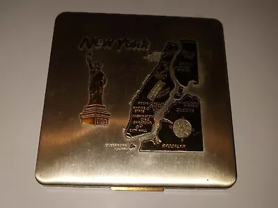 BI-041 New York Souvenir Powder Compact Queens Manhattan Bronx Liberty • $37.50