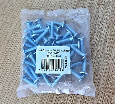 Connecting Screws Bolts M6 X 25 BZP Qty 40 Cabinet Furniture Carcase Connectors • £3