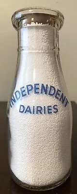 $14.50 • Buy Independent Dairies One Pint Pyro Glass Milk Bottle - Lima, Ohio (OH)