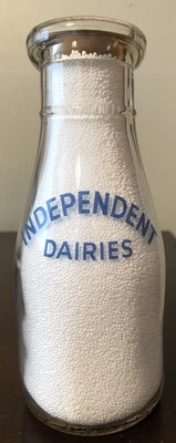 $14.50 • Buy Independent Dairies One Pint Pyro Glass Milk Bottle - Lima, Ohio (OH)