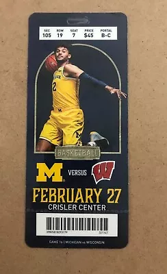 2020 Michigan Wolverines Vs Wisconsin Basketball Plastic Ticket Stub • $9.99