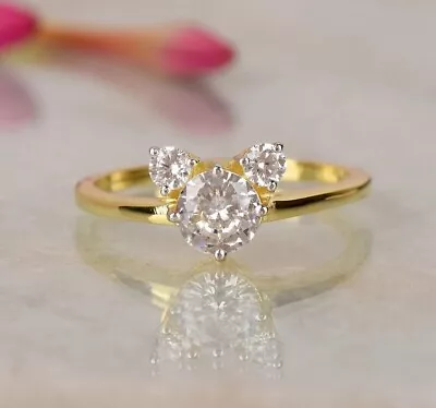 3Ct Round Cut Simulated Diamond Women's Mickey Mouse Ring 14K Yellow Gold Plated • $117.98