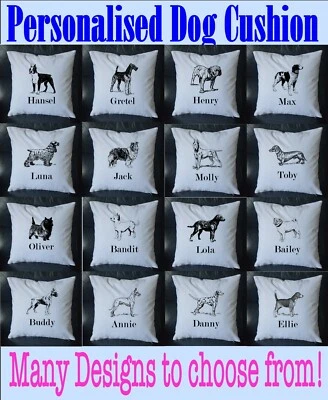£9.99 • Buy PERSONALISED Dog Name Vintage Cushion Cover Printed 18 X18  Gift Pet