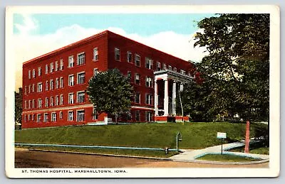 Marshalltown Iowa~St Thomas Hospital Street View~CT American Art~Vintage PC • $3.30