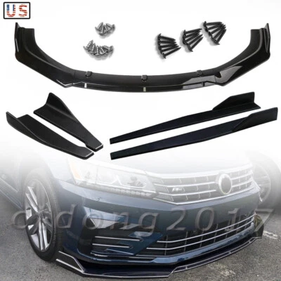 $69.99 • Buy Gloss Black Front Bumper Lip + Side Skirt + Rear Lip For VW Passat 2015-2022 CT