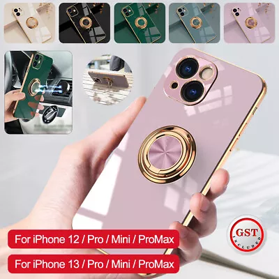 Elegant Silicone Magnetic Ring Stand Case Cover For IPhone 13 Pro Max 12 Mini • $5.17