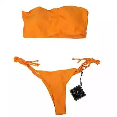 Zaful Dark Orange Bandeau Top & String Bikini M NWT • $12.99