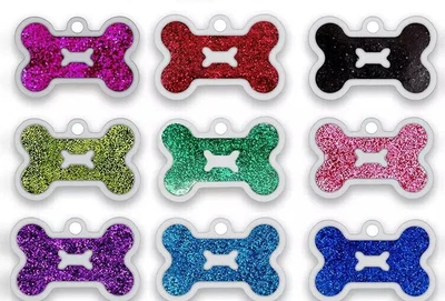 £2.49 • Buy Dog Tag Engraved Personalised Pet ID Cat Glitter Bone Style Collar Name Tag