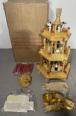 Vintage Lillian Vernon Christmas 3 Tier Wooden Nativity Candle Carousel Windmill • $99.99