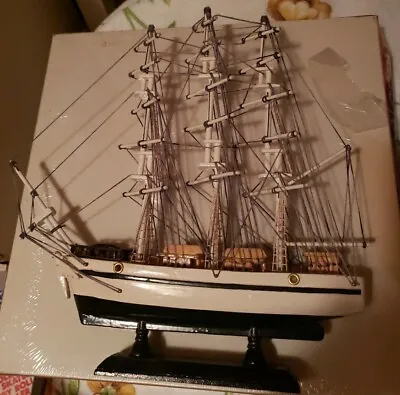 Vintage 11  Sailing Ship Model Constitution Hand Built Solid Wood Detailed • $25