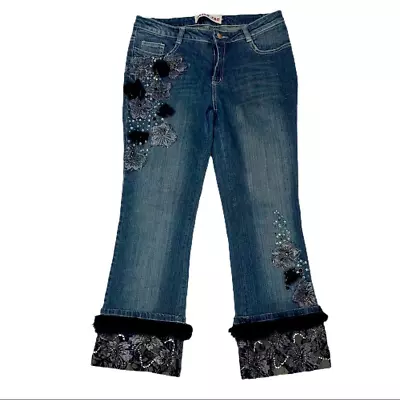 Miss F & B Embellished Cropped Jeans • $40