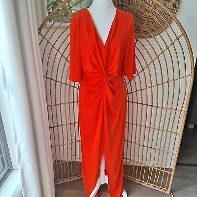 NWOT River Island AU16 Kimono Sleeve Thigh Split Orange Maxi Dress Cruise Resort • $20