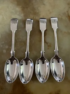 Set Of 4 1870 Chawner & Co Solid Silver Fiddleback Teaspoons • £79.99