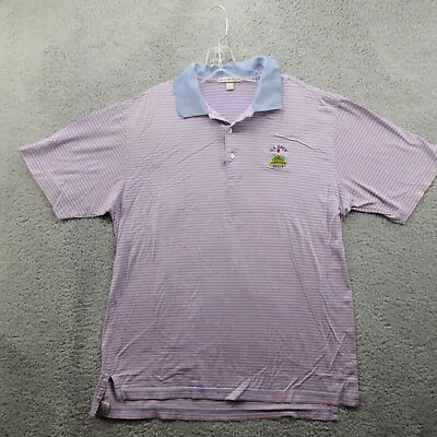 Peter Millar US Open Merion 2013 Polo Short Sleeve Shirt Mens L Striped Pink • $15.99