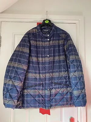 Womens Maine Size Uk 20 Navy Check Diamond Quilted Coat Jacket Lightweight Vgc • £12.50