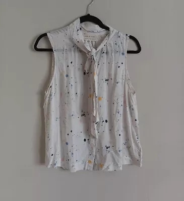 Cloth & Stone Aloisa Tie Neck Buttondown Tank Women's Size L Paint Splatter • $5