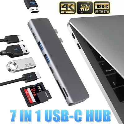 7 In1 USB-C Type C To USB 3.0 Hub 4K HDMI Multiport Adapter For Macbook Pro/Air • $18.59