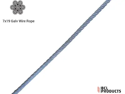 £4 • Buy Galvanised Wire Rope 7x19 Steel Core - Flexible & Strong - 3mm 4mm 5mm 6mm 