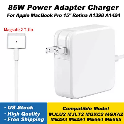 85W T-tip Power Adapter Charger For Apple MacBook Pro 15  2012-2015 A1424 A1398 • $11.89