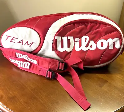 Wilson Team 6 Pack Rackets Tennis Bag Shoulder Straps EUC Red/White • $45