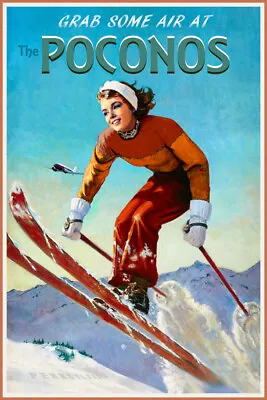 Poconos Pennsylvania Marilyn Monroe Aerial Snow Ski Travel Poster Art Print 350 • $39.50