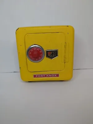 Vintage Fort Knox Metal Superior Toy Mfg. Co Yellow Safe Combination Coin Bank • $12.99
