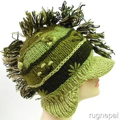 R609 NEW Gorgeous Hand Knitted Mohawk Ear Flap Woolen Hat/Cap Made In Nepal • $16.99