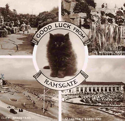 £2.95 • Buy Ramsgate Kent Multiview Lucky Black Kitten - 1947  Real Photo Postcard M02